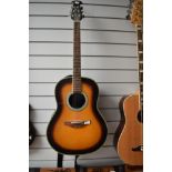 An Ovation Applause electro acoustic guitar , model AE21, please note loop added to headstock for