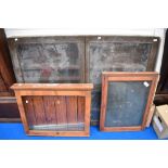 Two vintage noticeboards and a large wall display case