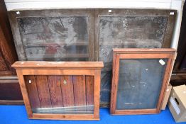 Two vintage noticeboards and a large wall display case
