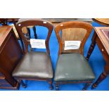 Two Victorian balloon back chairs, one oak , one mahogany , both stamped for LNWR (railway interest)