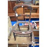 A 19th Century rosewood childs chair frame