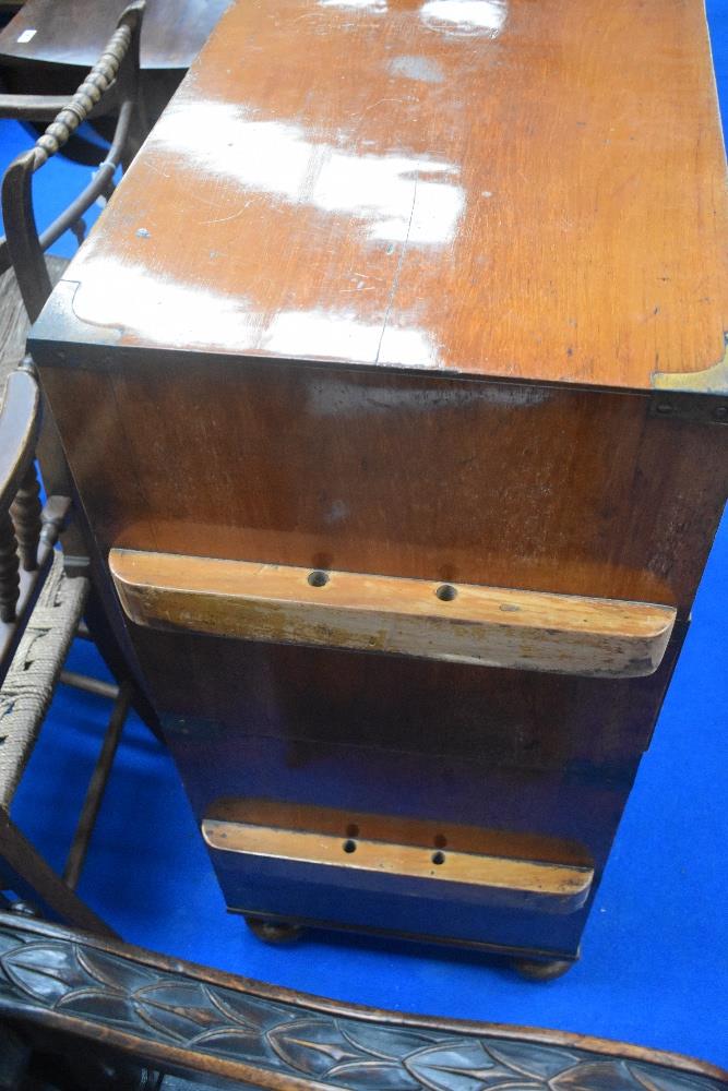 A 19th Century campaign chest of two over three drawers having recessed handles - Image 7 of 8