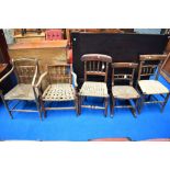 A selection of 19th Century country style spindle back chairs, various designs, including local