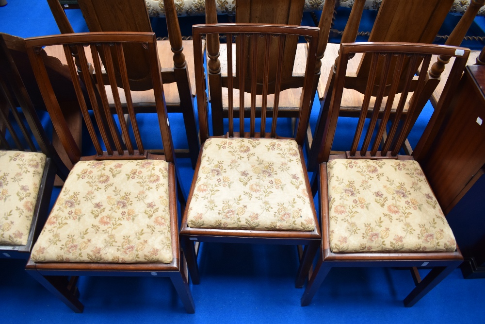 A set of three early 20th Century mahogany dining chairs , plus one similar and a later carver - Image 2 of 2