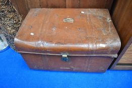 A vintage tin trunk