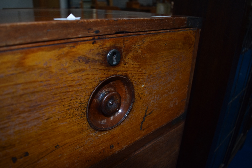 A 19th Century campaign chest of two over three drawers having recessed handles - Image 3 of 8