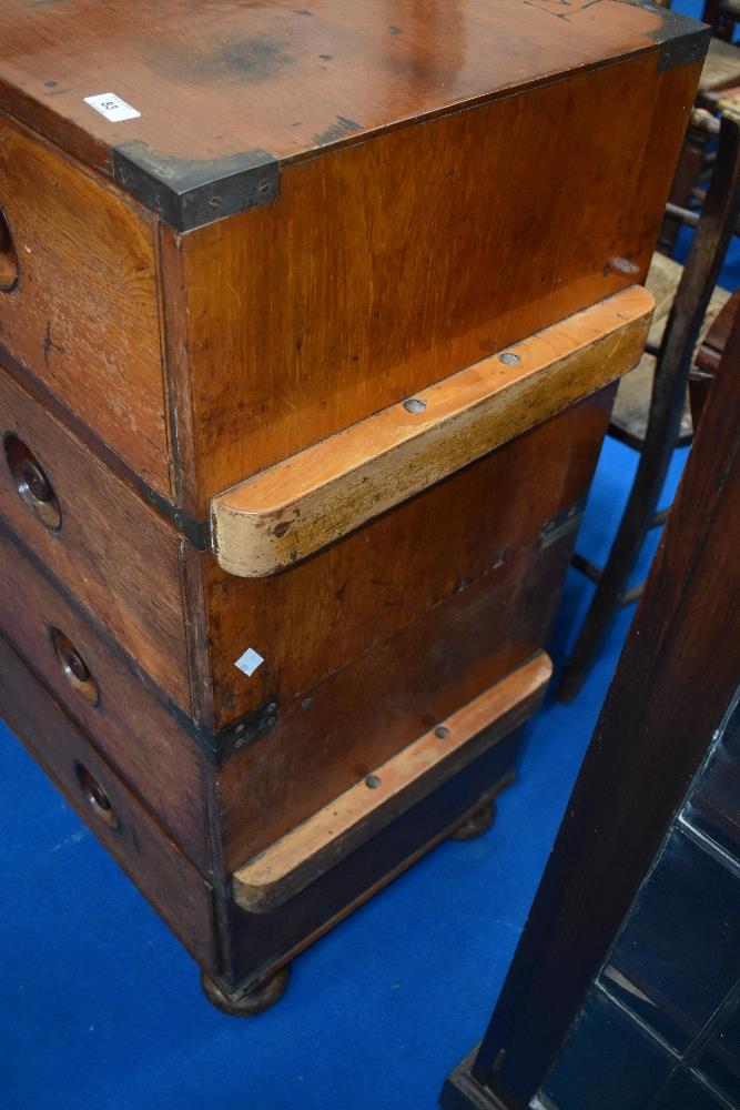 A 19th Century campaign chest of two over three drawers having recessed handles - Image 8 of 8