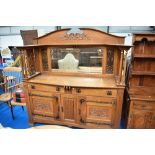 An impressive late 19th Century golden oak mirror back sideboard with both Art Nouveau and Arts