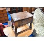 A period style oak carved box stool
