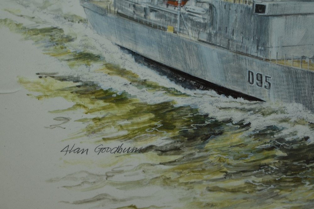 After Alan Goodburn (20th Century), coloured print, A battleship illustration depicting 8th - Image 3 of 3