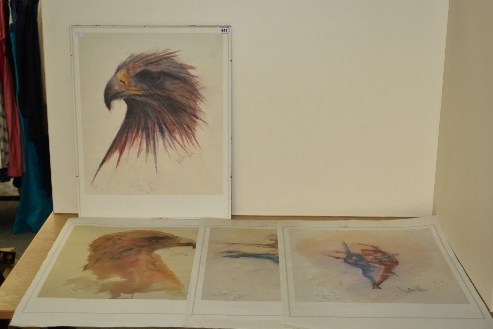 After Jonathan Poole (20th Century), artist's proof, A head study of an eagle, unframed, mounted - Image 2 of 6