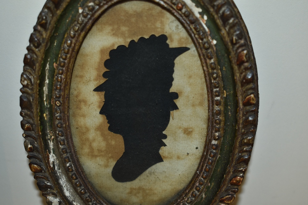 19th Century School, silhouette portrait, in the style of Mrs Leight Perrot, displayed within an ova - Bild 3 aus 4