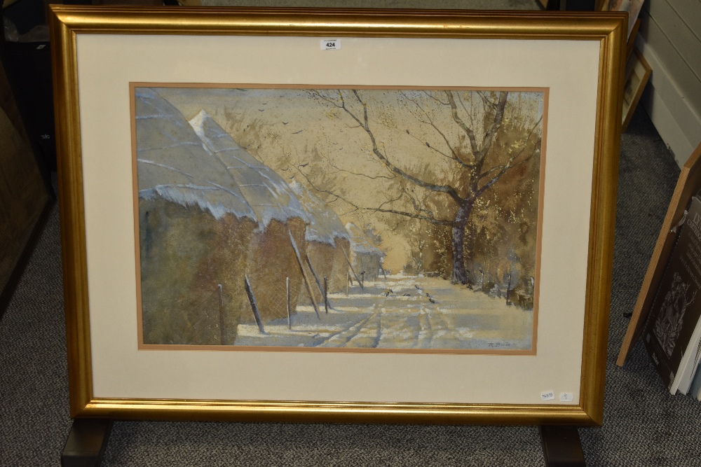 R.Burns (19th/20th Century, British), watercolour and gouache, An attractive winter landscape - Image 2 of 4