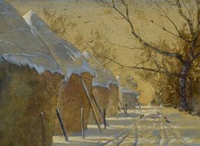 R.Burns (19th/20th Century, British), watercolour and gouache, An attractive winter landscape