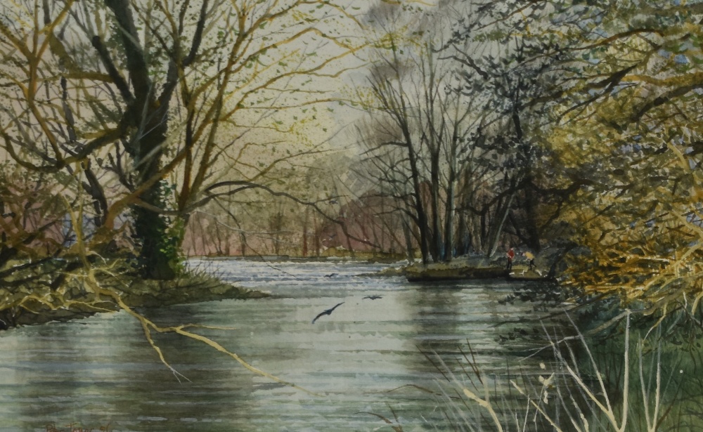 Peter Jones (20th Century, British), watercolour, 'River Teme, Knighton, Powys', signed and dated '
