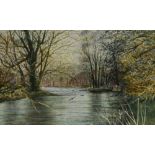 Peter Jones (20th Century, British), watercolour, 'River Teme, Knighton, Powys', signed and dated '