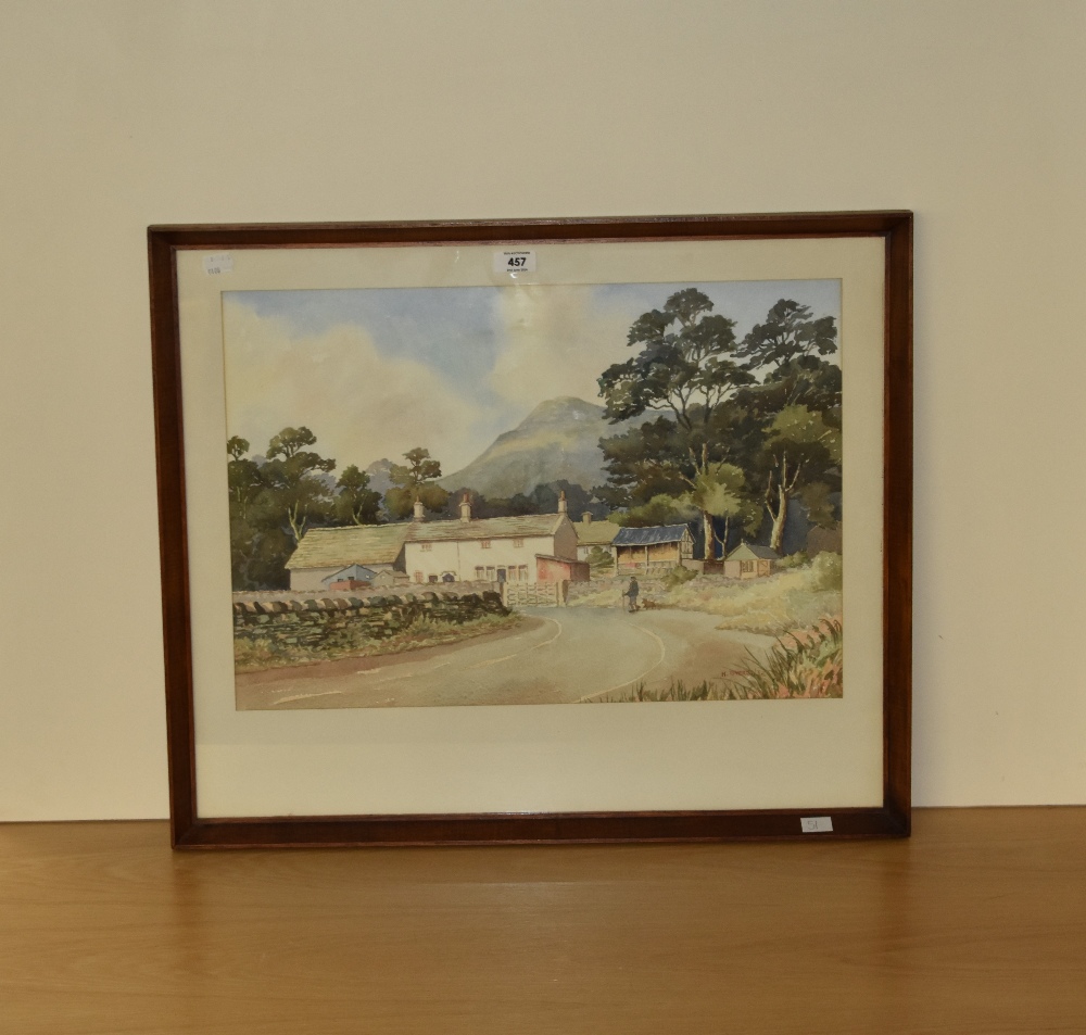 H.Syers (20th Century, British), watercolour, A countryside road with cottages, signed and dated '71 - Image 2 of 4