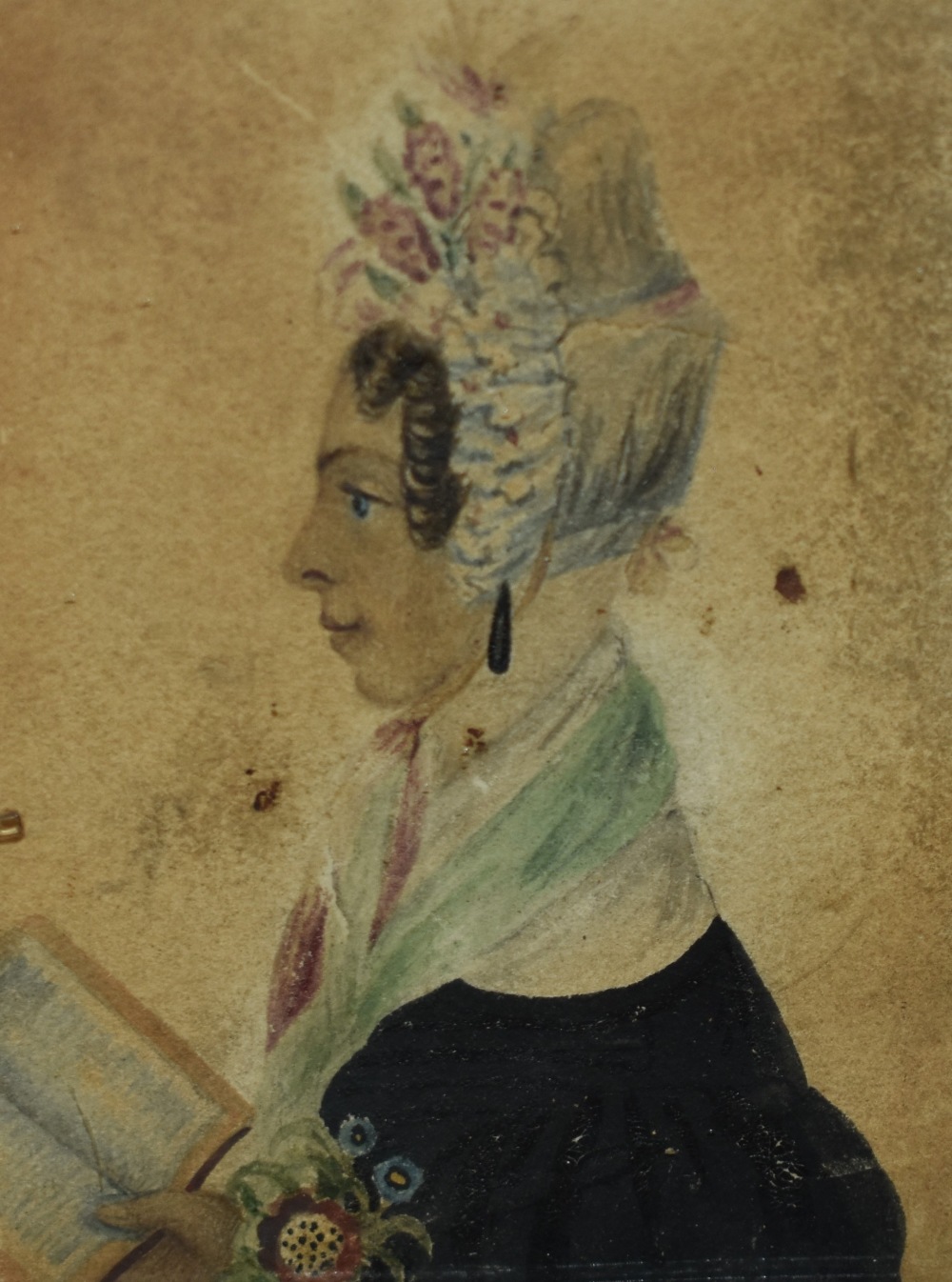 19th Century School, silhouette portrait, in the style of Mrs Leight Perrot, displayed within an ova
