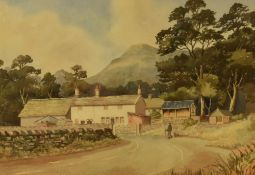 H.Syers (20th Century, British), watercolour, A countryside road with cottages, signed and dated '71