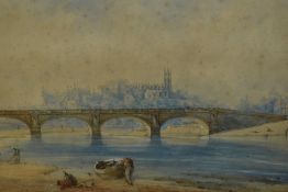 *Local Interest - 19th Century School, watercolour/gouache, A view towards Skerton Bridge and