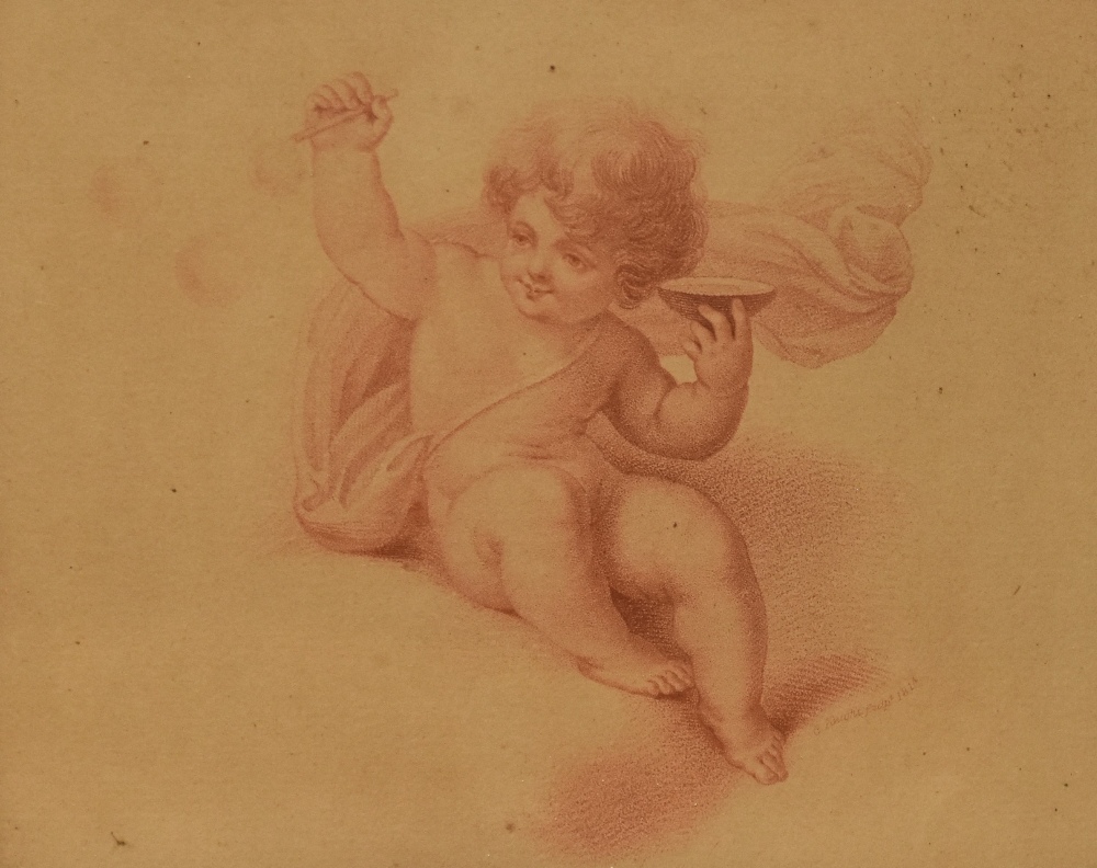 After Charles Knight (19th Century, British), sanguine print, A study of a Putti, framed and under