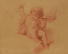 After Charles Knight (19th Century, British), sanguine print, A study of a Putti, framed and under
