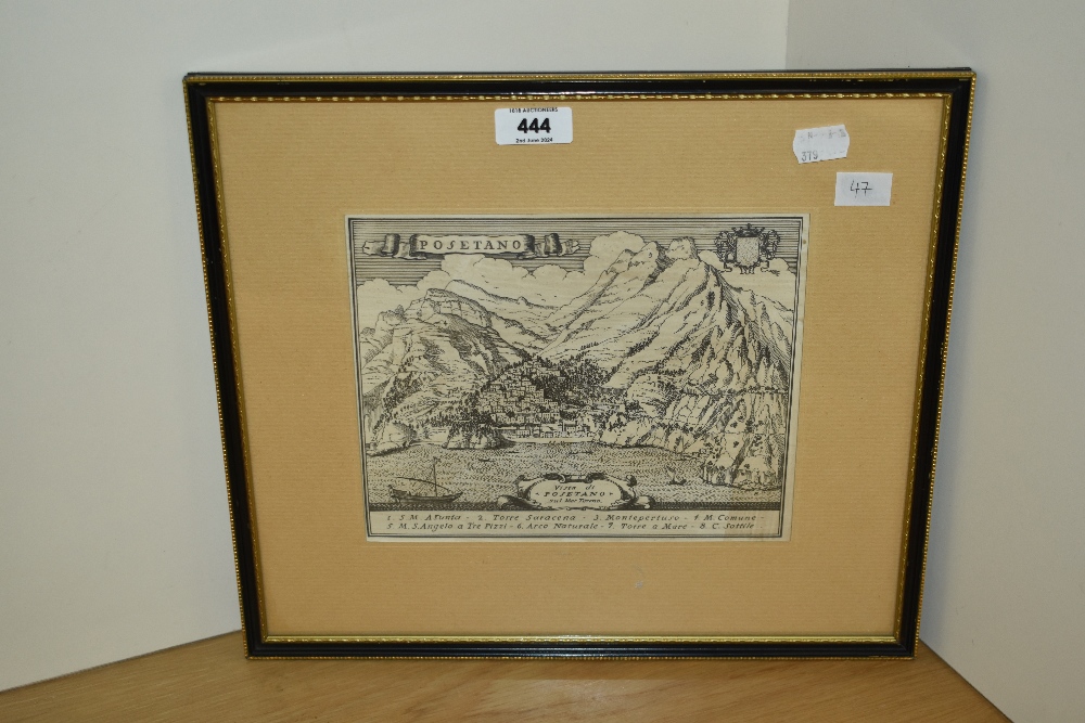 20th Century Italian School, monochrome print, 'Vista di Posetano sul Mar Tirreno', framed, mounted, - Image 2 of 3