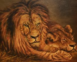 J.Harper (20th Century, British), in the style of Rosa Bonheur (1822-1899), oil on canvas, Lion