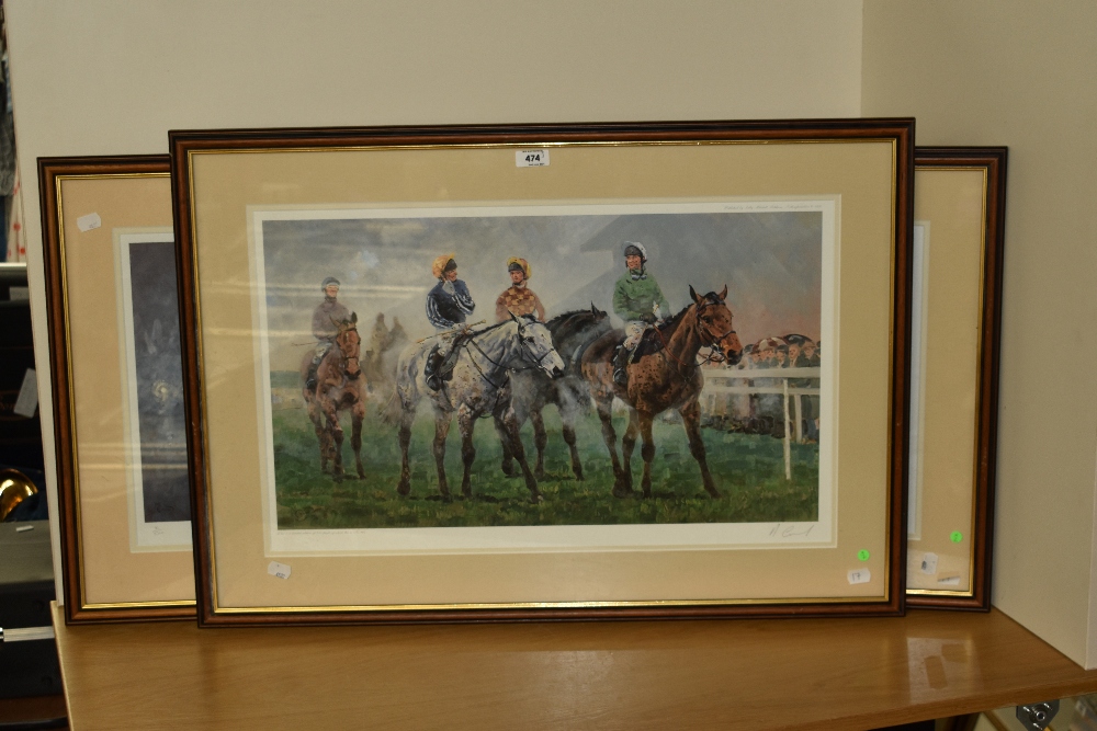 After Malcolm Coward (1948-2007, British), coloured prints, Three horse racing illustrations - ' - Image 2 of 4