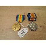 A WWI Medal Pair, War & Victory to 39224 PTE.T.C.CUNNINGHAM.LINC.R, Victory medal name erased,