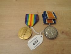 A WWI Medal Pair, War & Victory to 39224 PTE.T.C.CUNNINGHAM.LINC.R, Victory medal name erased,