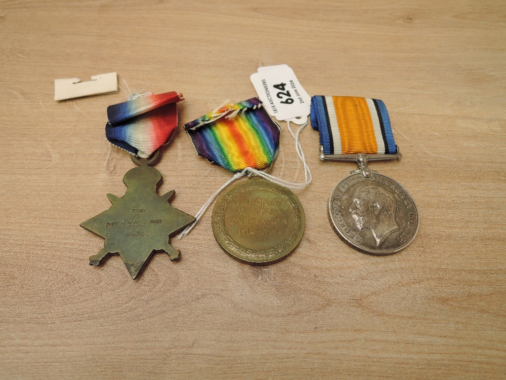 A WWI Medal Trio, 1914 Star, War Medal & Victory Medal to 7290 PTE.E.D.WILLIAMS.S.GDS, all with - Image 2 of 4