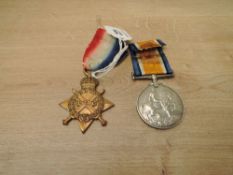 Two WWI Medals, 1914-15 Star to 1549 PTE.J.MILNER.S.LAN.R, War Medal to 33878 PTE.J.MILNER.S.WALES.