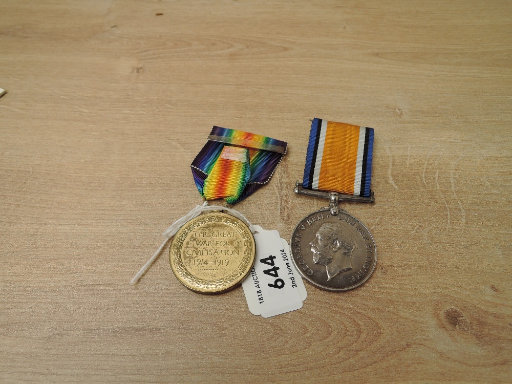 A WWI Medal Pair, War & Victory to 117606 PTE.C.CHIDLOW.M.G.C, both with ribbons - Image 2 of 4