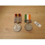 A pair of Queen and King South Africa Medals, Queens Medal with six clasps, Belmount, Modder