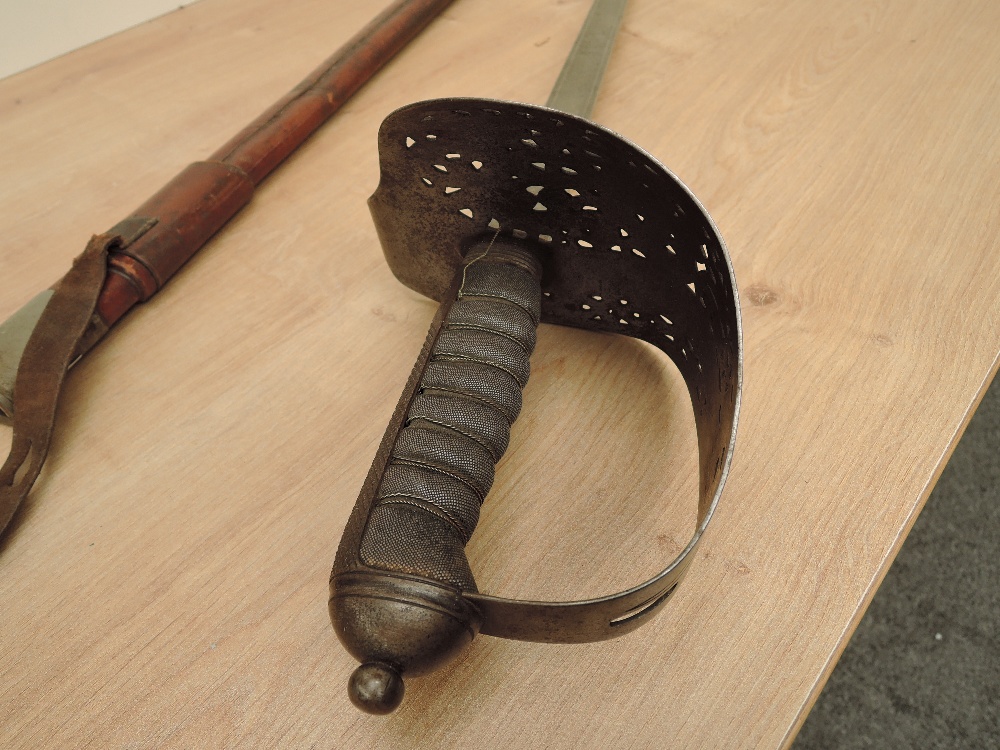 A British Infantry Officer's Sword 1895 Pattern with brown leather scabbard, decorated blade, - Image 6 of 8