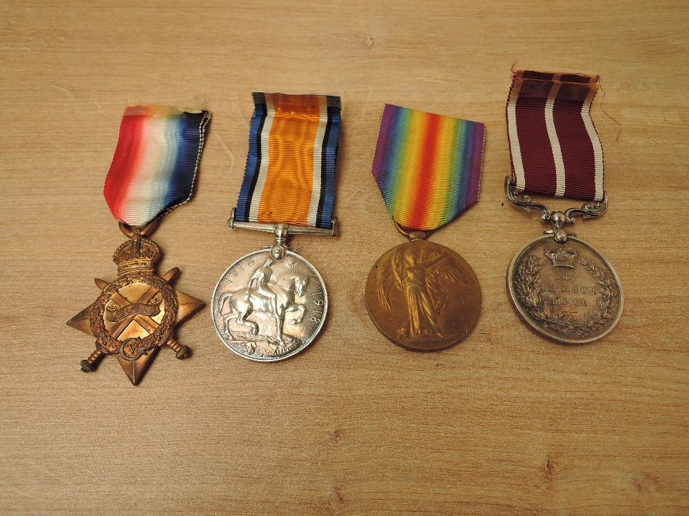 A WWI Four Medal Group to 12705.PTE.A.SPINKS.S.LANC.R, CPL.A.SPINKS and L.CPL.A.SPINKS.7/S.LANC.R,