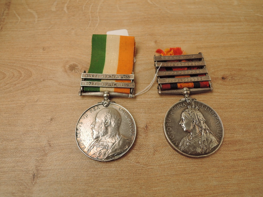 A pair of Queen and King South Africa Medals, Queens Medal with four clasps, Cape Colony, - Image 2 of 5