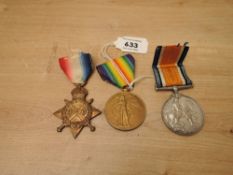 A WWI Medal Trio, 1914-15 Star, War Medal & Victory Medal to 9194 CPL.F.P.DENNISON.L.N.LAN.R, all