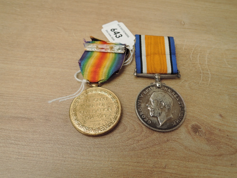 A WWI Medal Pair, War & Victory to 42820 PTE.J.LORT.R.IR.RIF, both with ribbons - Image 2 of 4