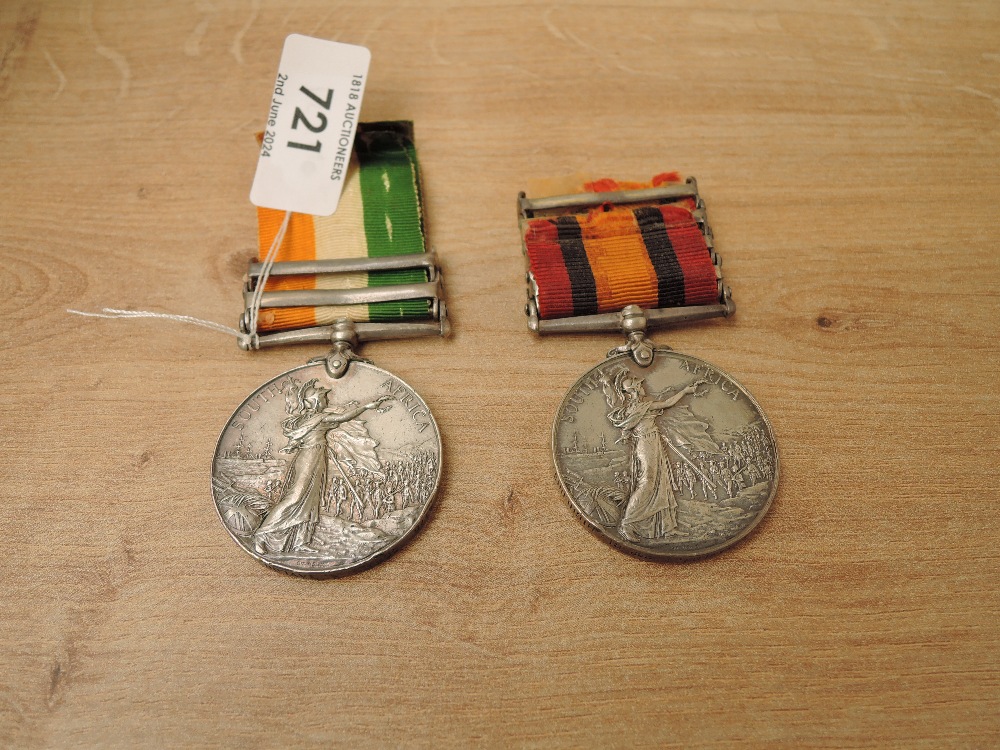 A pair of Queen and King South Africa Medals, Queens Medal with four clasps, Cape Colony,