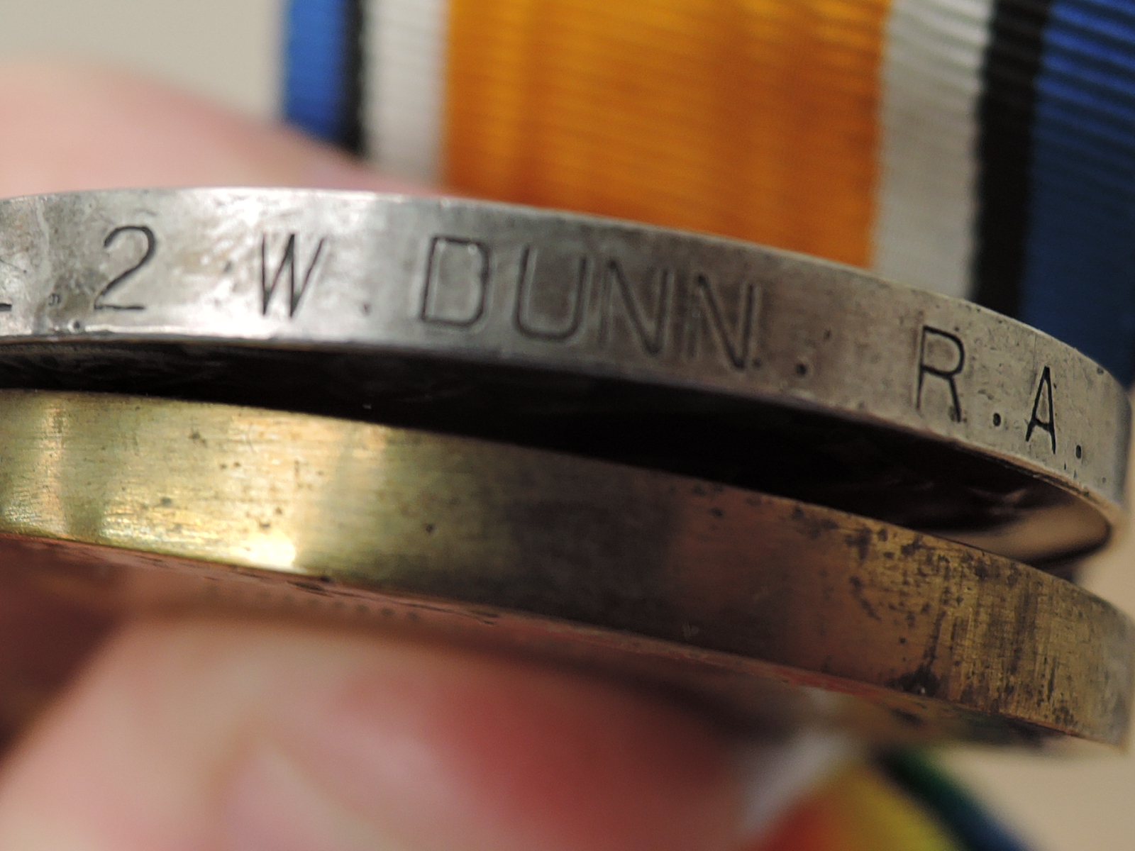 A WWI Medal Pair, War & Victory to 52196 W.O.CL.2.W.DUNN.R.A, victory medal name erased, both with - Image 4 of 4