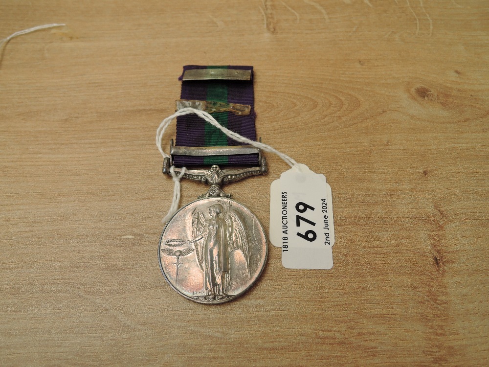 A Queen Elizabeth II British General Service Medal 1918-62, Near East clasp to 23300667 TPR.O. - Image 2 of 4