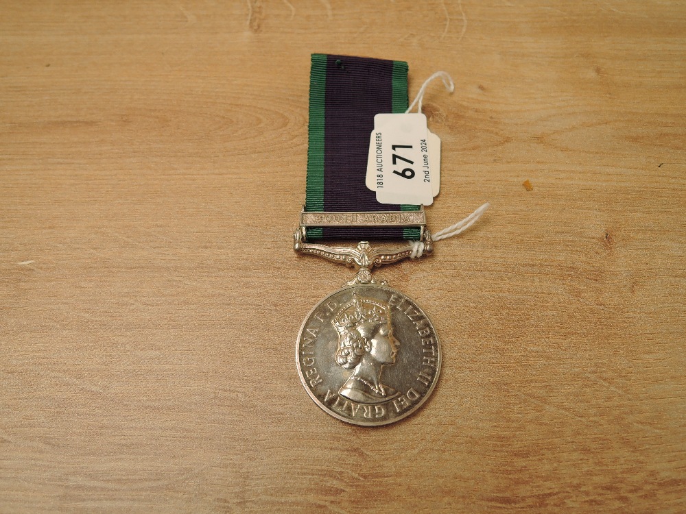 A Queen Elizabeth II British General Service Medal 1962-07, South Arabia clasp to 24107623 PTE.T.