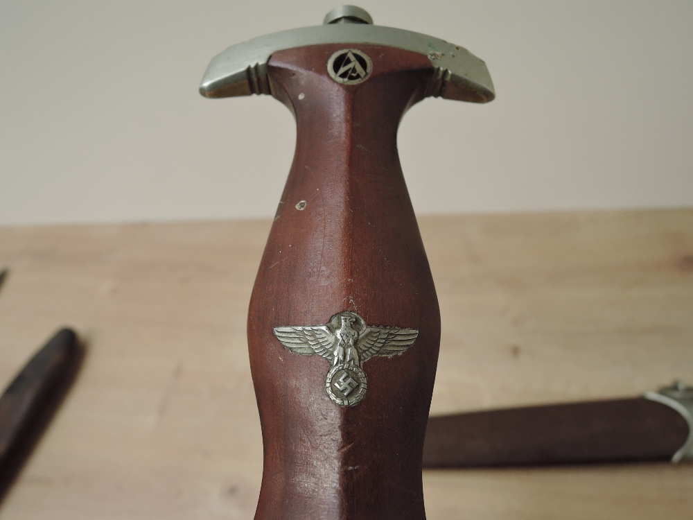 A WWII German SA Service Dagger with scabbard, makers mark Herm Linder Sohne Solingen, blade - Image 5 of 5