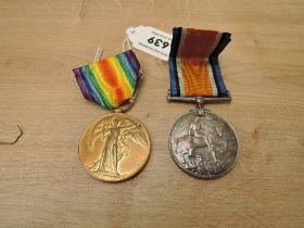 A WWI Medal Pair, War & Victory Medals to 331449 PTE.W.MERRICK.LABOUR.CORPS, both with ribbons