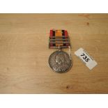 A Queen's South Africa Medal with three clasps, Orange Free State, Transvaal and South Africa 1902