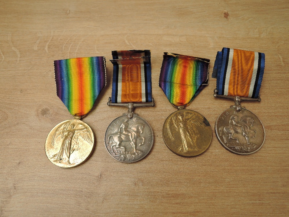Two Pairs of WWI Medals, War & Victory Medals to 63112 PTE.A.WYLDE.L/POOL.R and 4625 PTE.A.WLYDE.