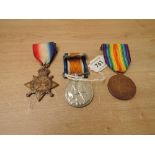 A Trio of WWI Medals to 6933.PTE.W.R.WARD.A.CYCLIST.CORPS, 1914-15 Star, War Medal 1914-20 and
