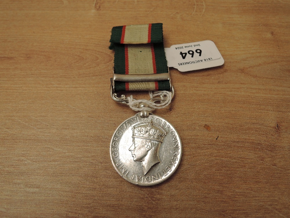 A George VI Indian General Service Medal with North West Frontier 1936-37 clasp, Calcutta Mint - Image 2 of 4